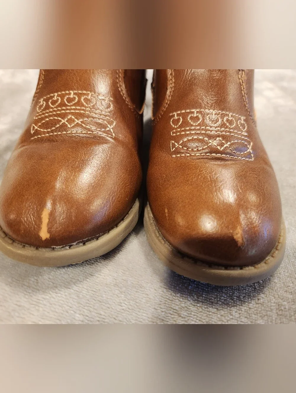 Free W/Bundle Kids Brown Western Pull-On Boots, Size 12